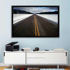Winter Road Through Pine Forest Wall Art