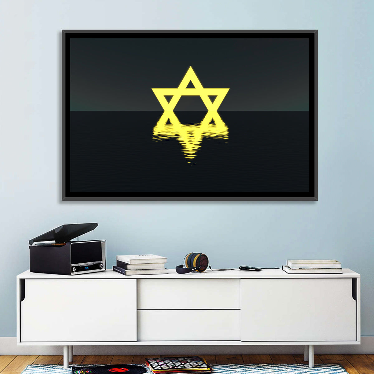 Glowing Star of David Reflection Wall Art