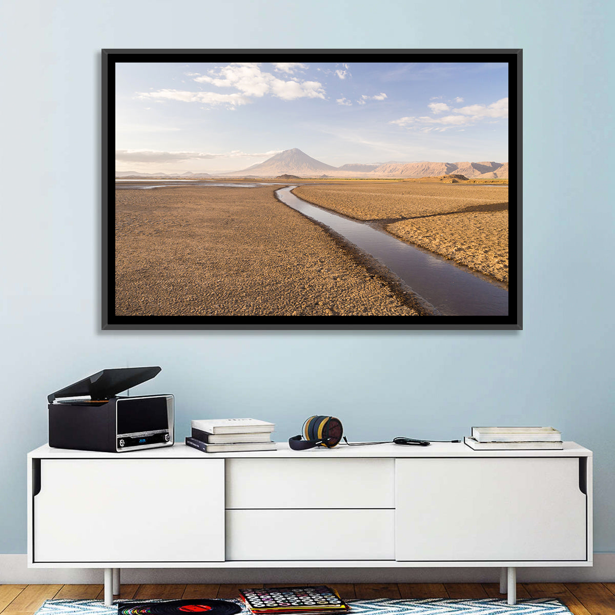 Lake Natron with Ol Doinyo Lengai Wall Art in a room, landscape