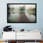 Wooden Pier on Foggy Lake Wall Art