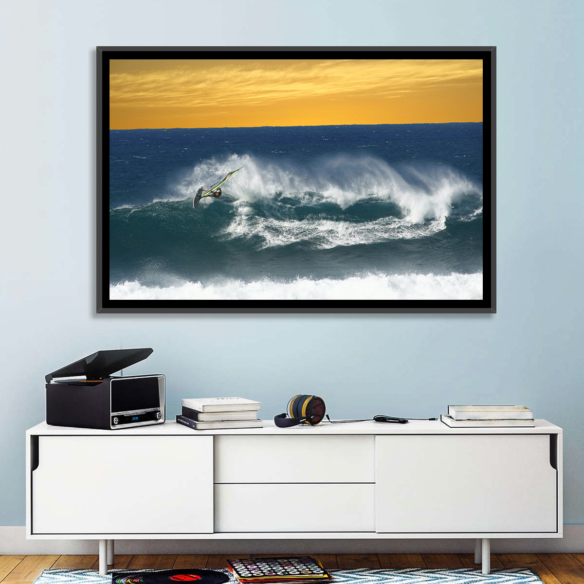 Windsurfer at Golden Wave Wall Art in a room, landscape