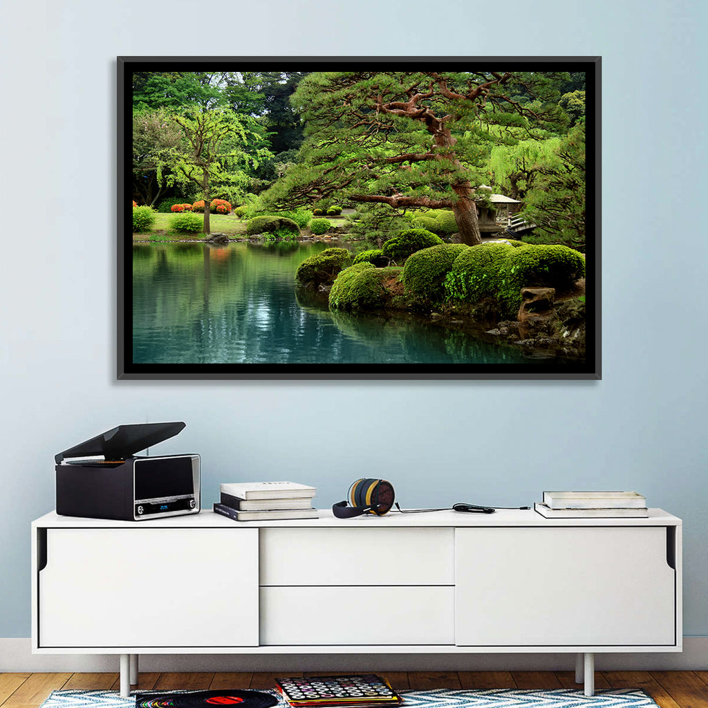 Bonsai Pine Over Tranquil Pond Wall Art
