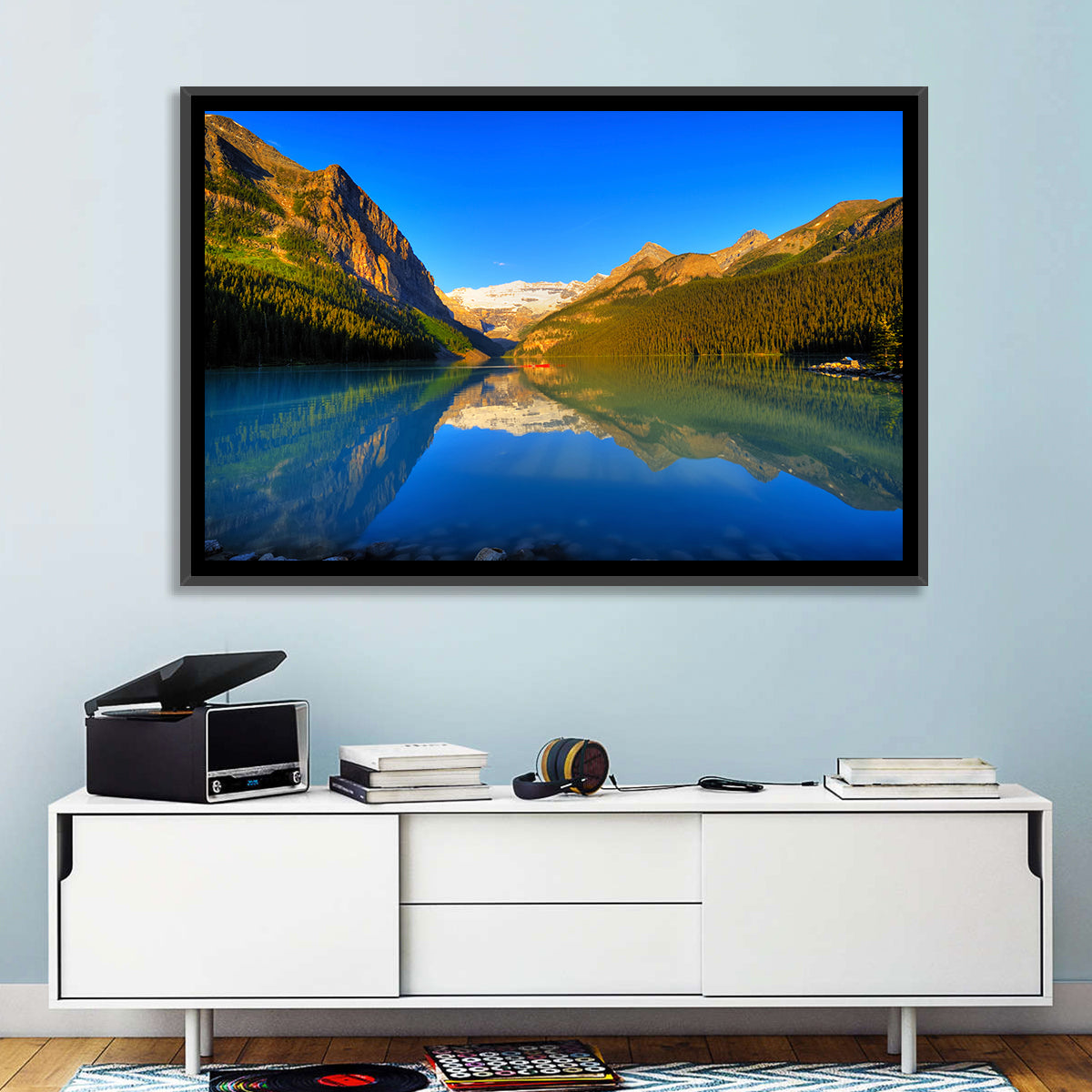Lake Louise Canoe Reflection Wall Art