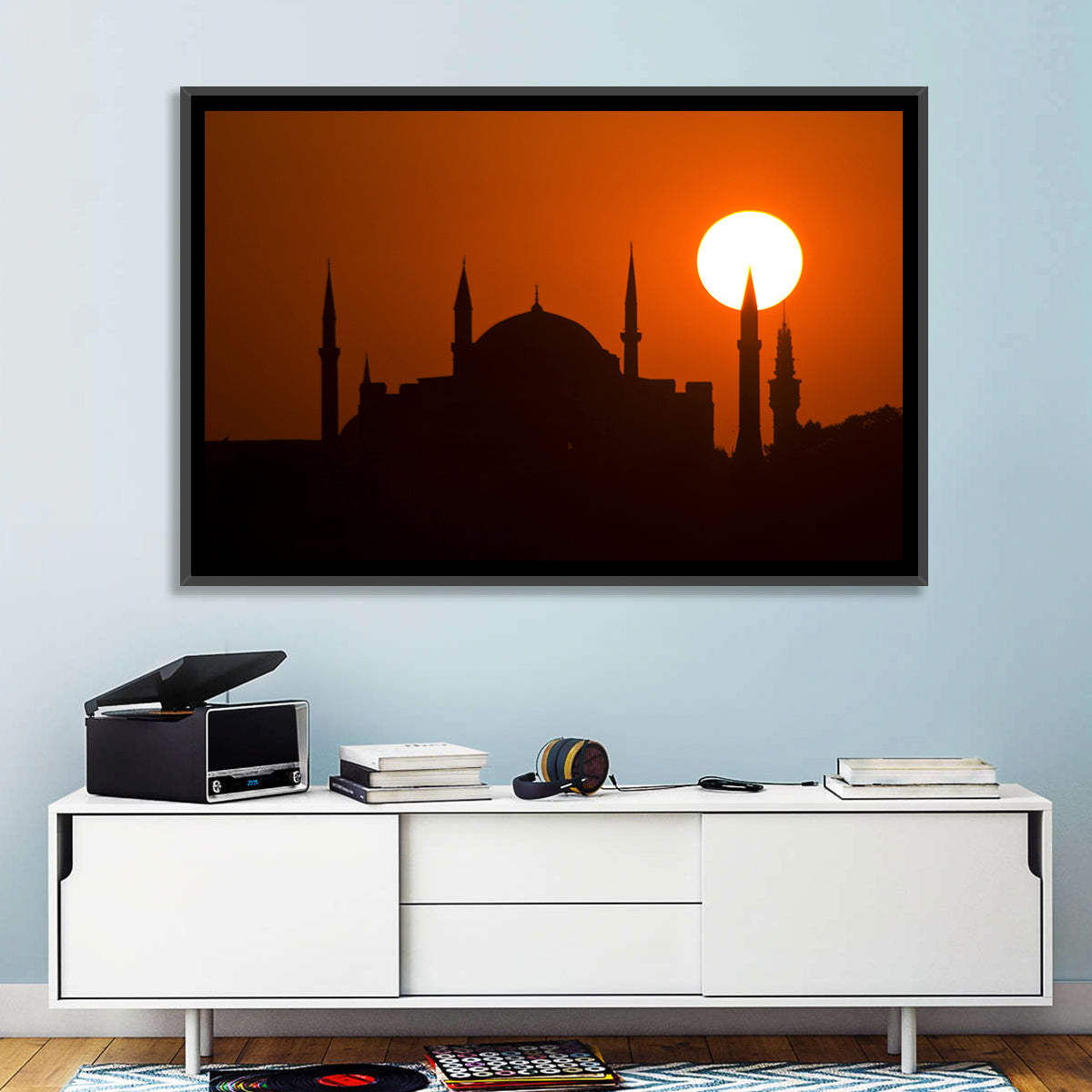 Hagia Sophia Silhouette at Sunset Wall Art in a room, landscape