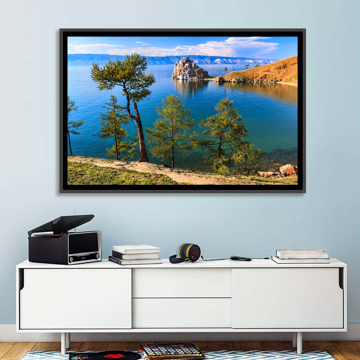 Shamanka Rock, Lake Baikal Wall Art in a room, landscape