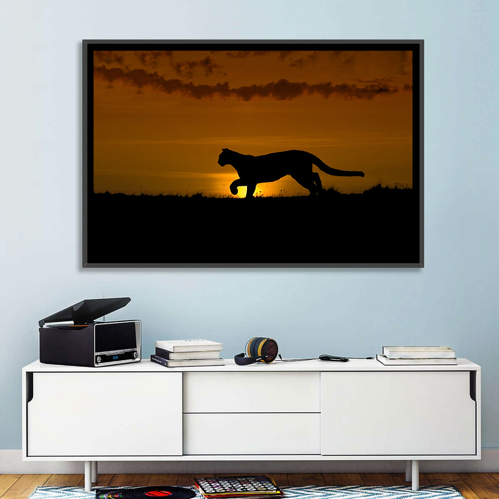 Cougar Silhouette at Sunset Wall Art