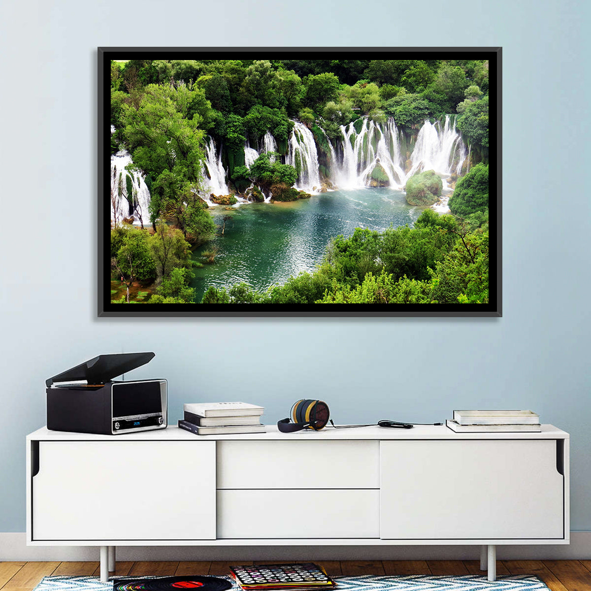 Kravice Falls Wall Art in a room, landscape