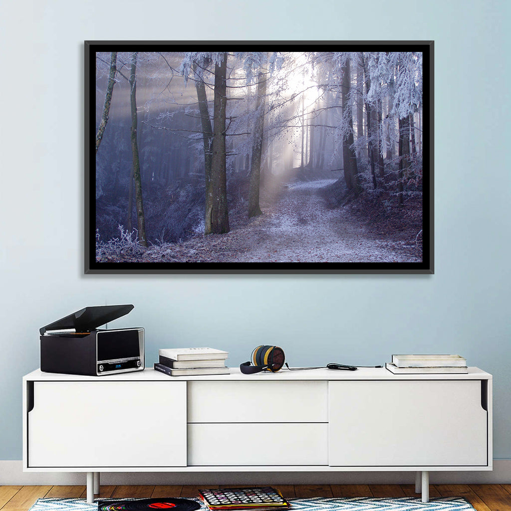 Frosted Forest Path at Dawn Wall Art