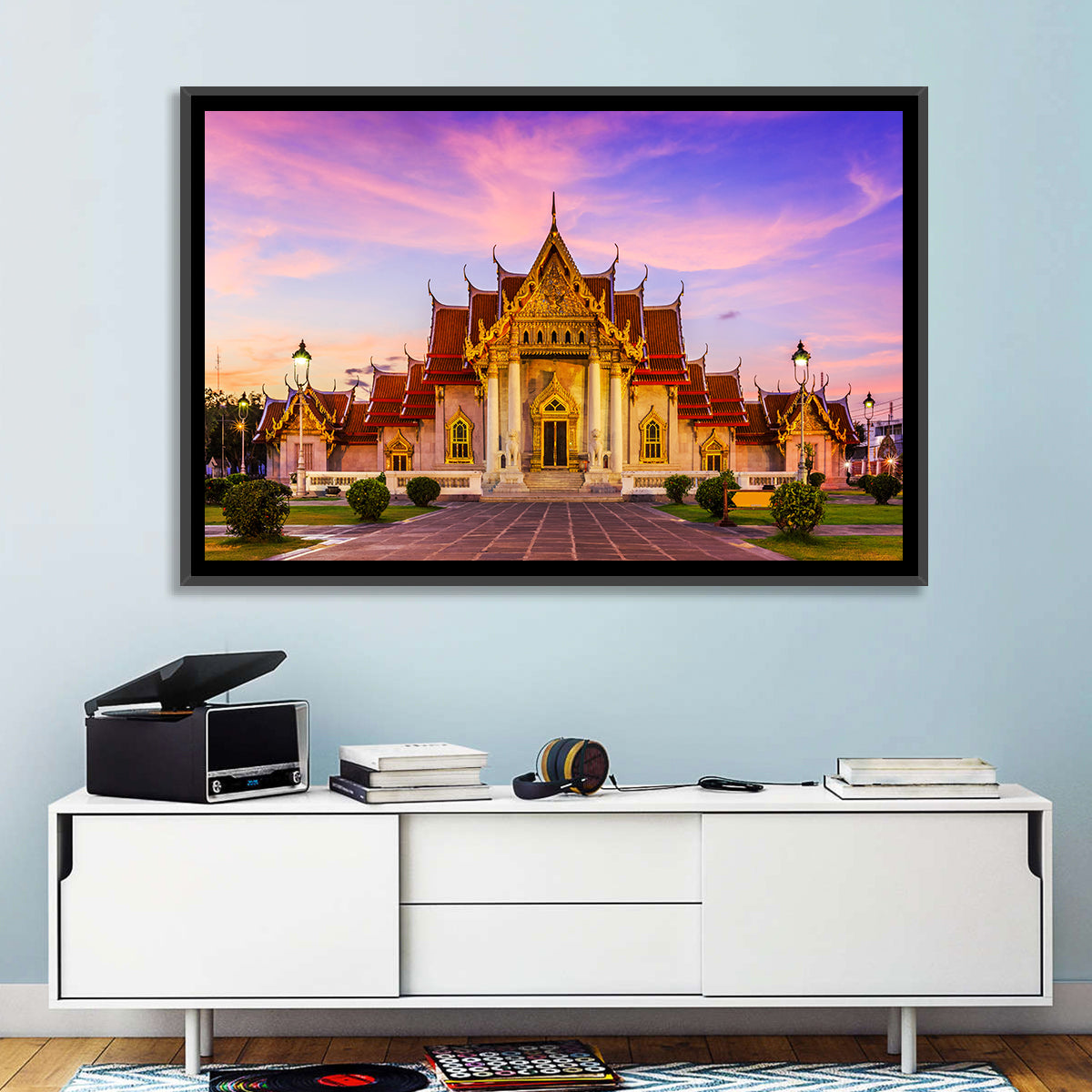 Wat Benchamabophit at Dusk Wall Art in a room, landscape