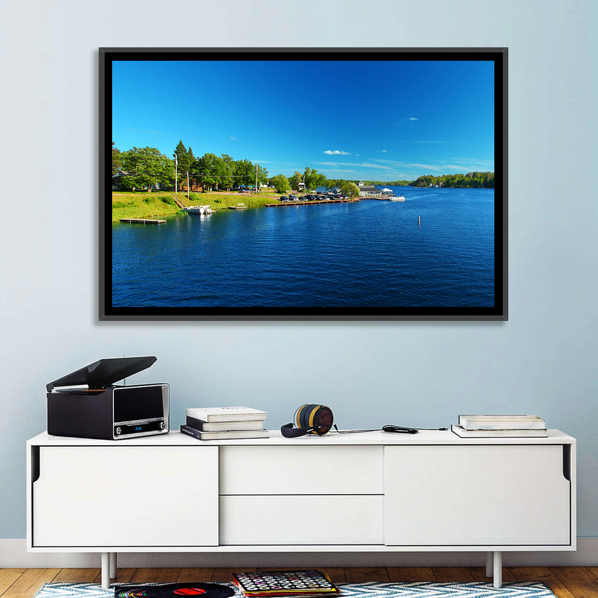 Lake Minocqua Wall Art in a room, landscape
