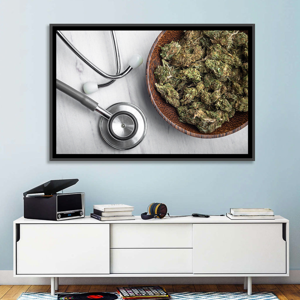 Stethoscope and Medical Cannabis Still Life Wall Art