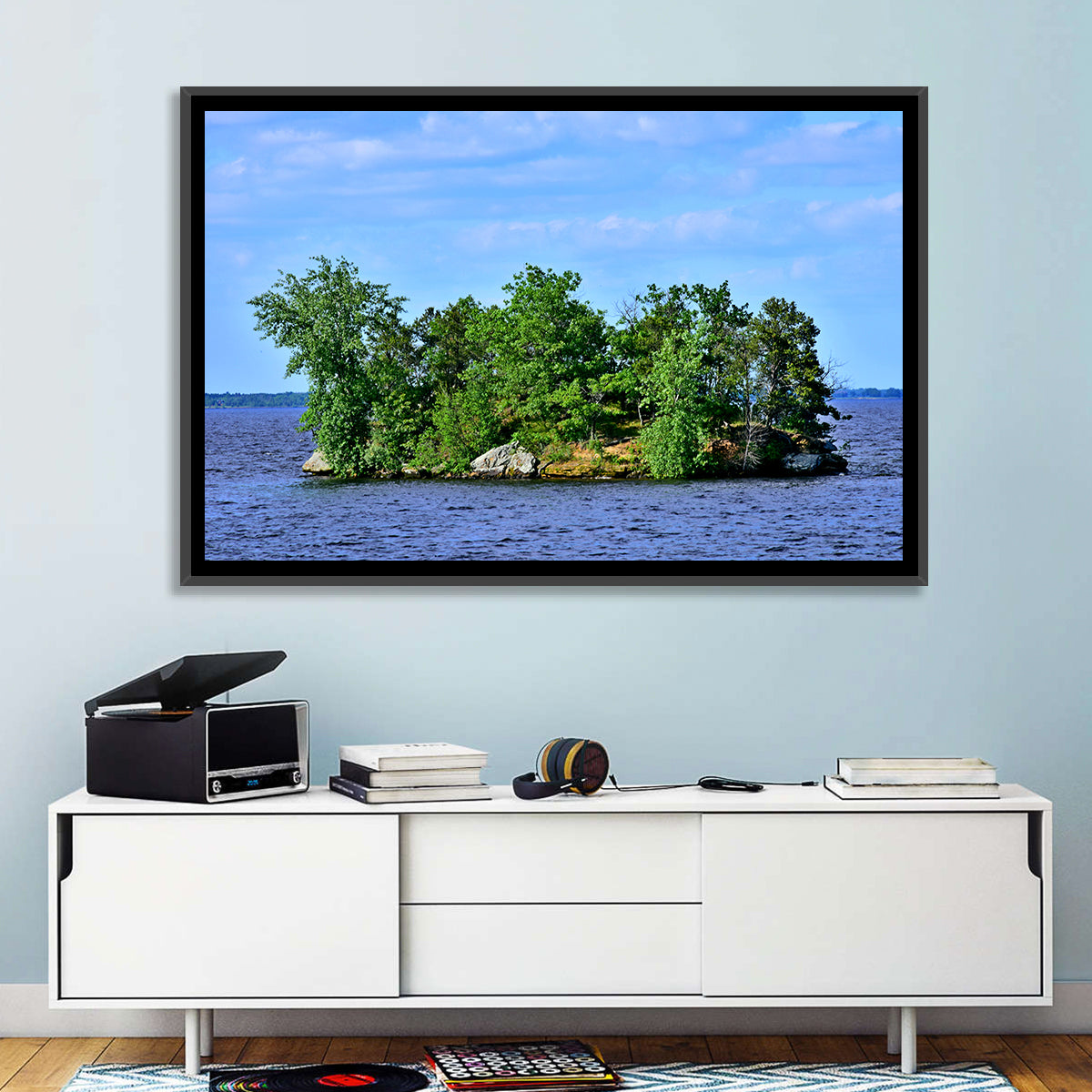 Petenwell Lake Island Wall Art in a room, landscape