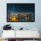 Dubai Night Skyline with Burj Khalifa Wall Art