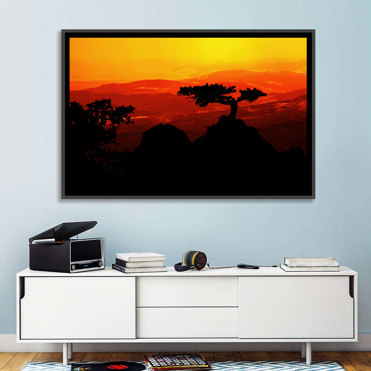 Gnarled Tree at African Sunset Wall Art