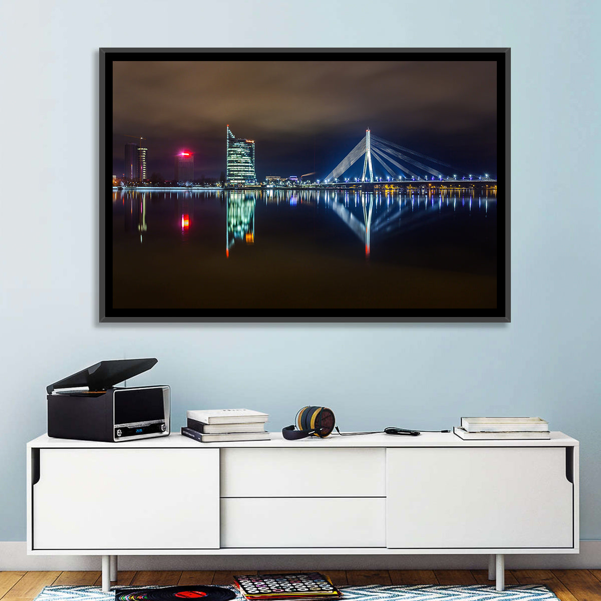 Vanšu Bridge Night Skyline Wall Art