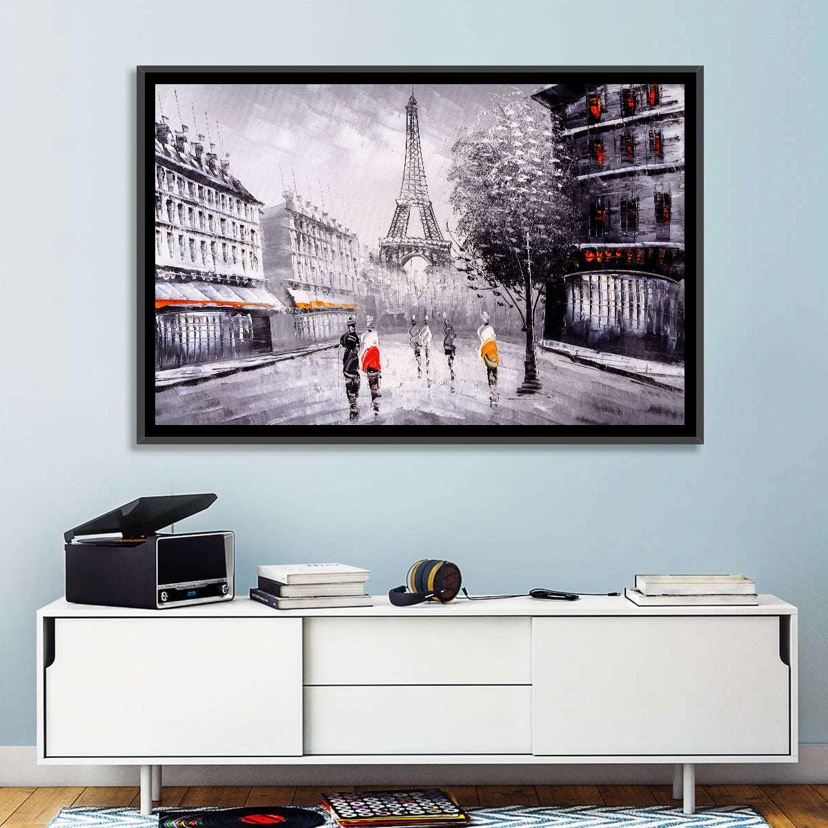 Paris Street with Eiffel Tower Wall Art