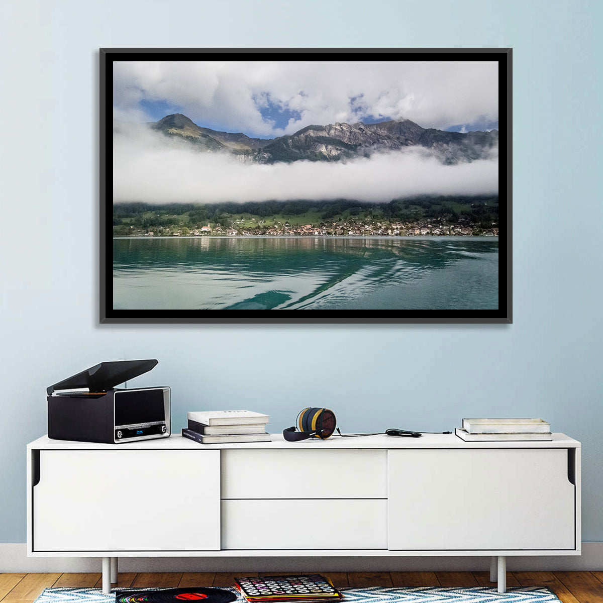 Lake Brienz Reflection Wall Art in a room, landscape