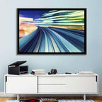 Curved Monorail Light Trails Wall Art