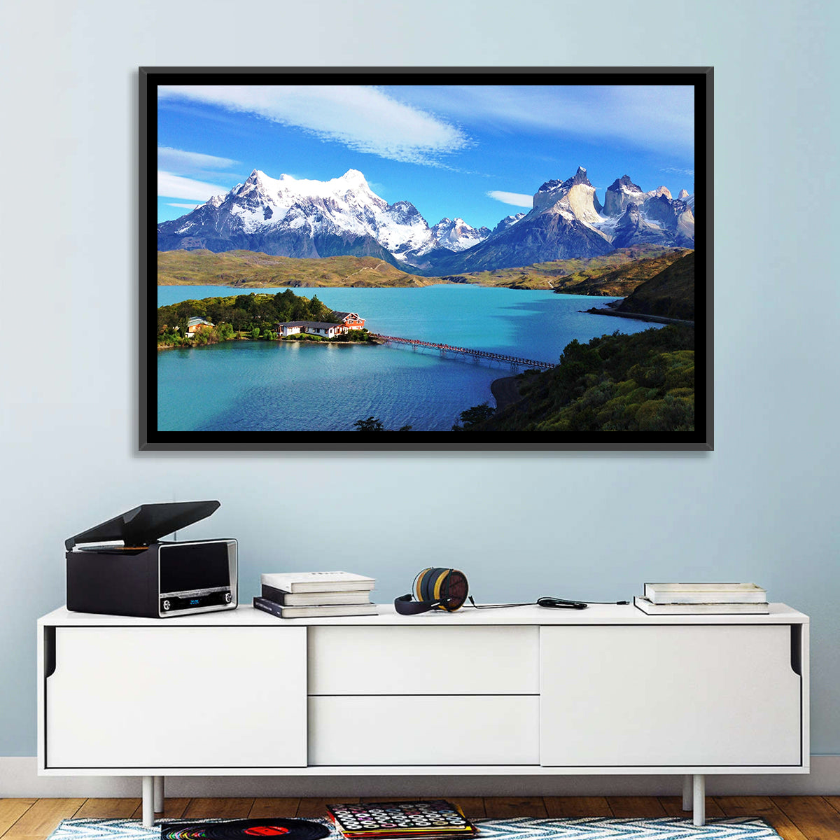 Pehoé Lake, Torres Del Paine Wall Art in a room, landscape