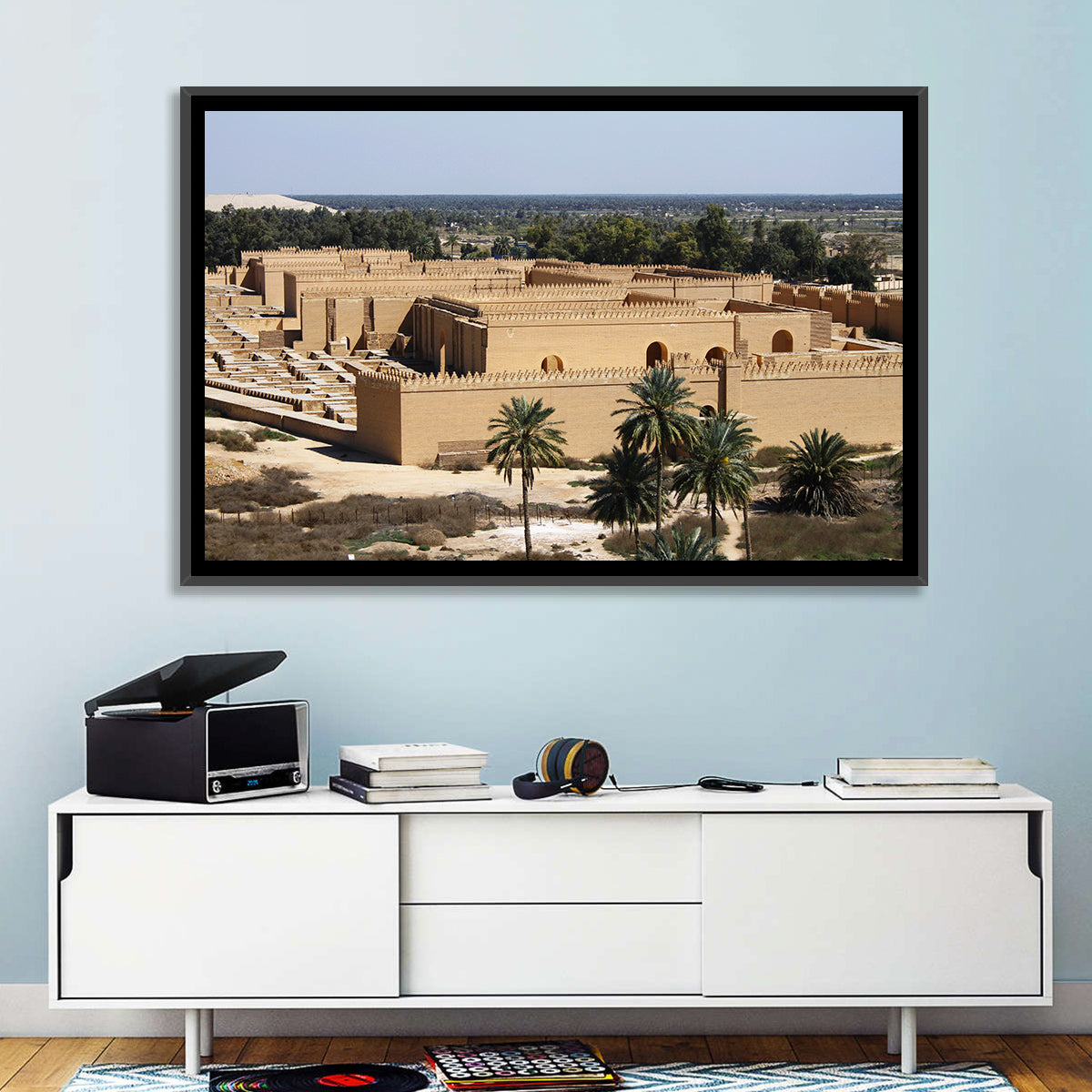 Babylon Palace Ruins Wall Art in a room, landscape