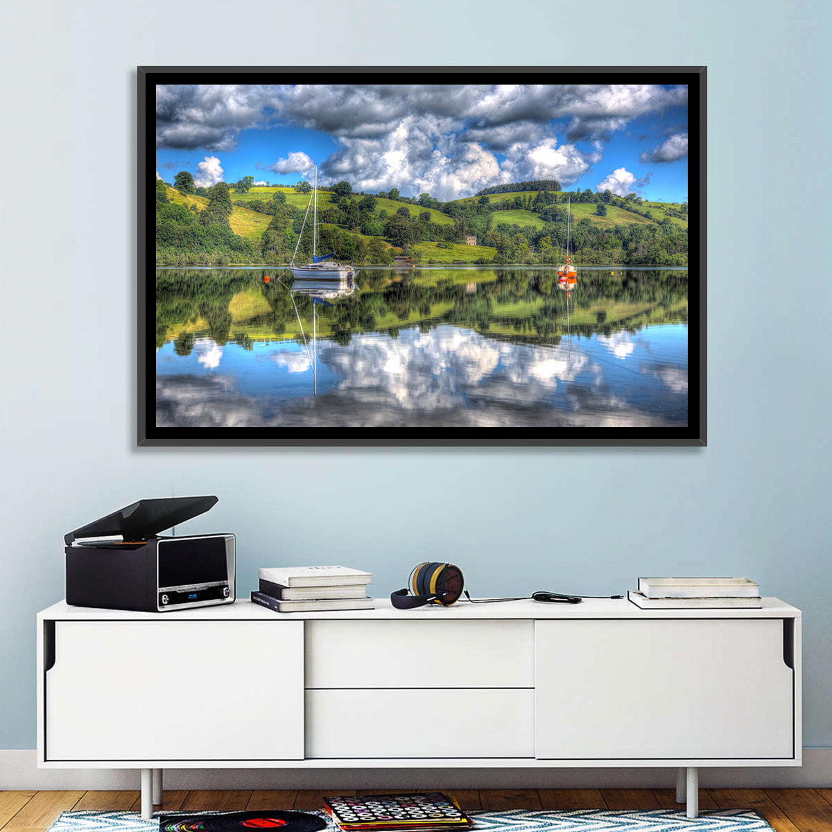Sailboats on Ullswater Wall Art in a room, landscape