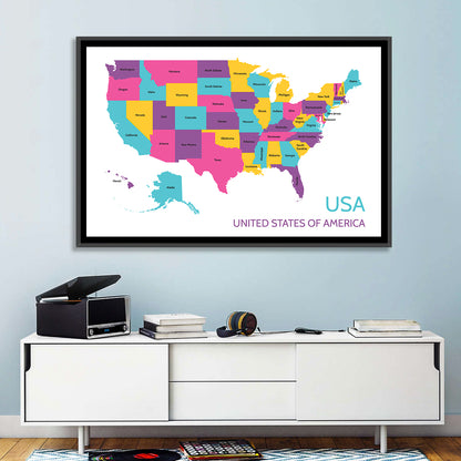 USA Detailed Map Wall Art