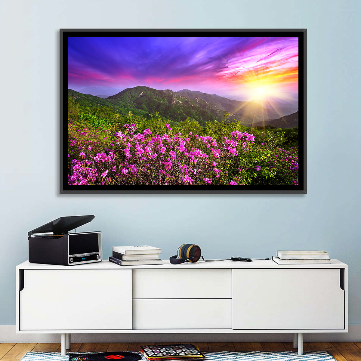 Hwangmaesan Mountain Sunset Wall Art in a room, landscape