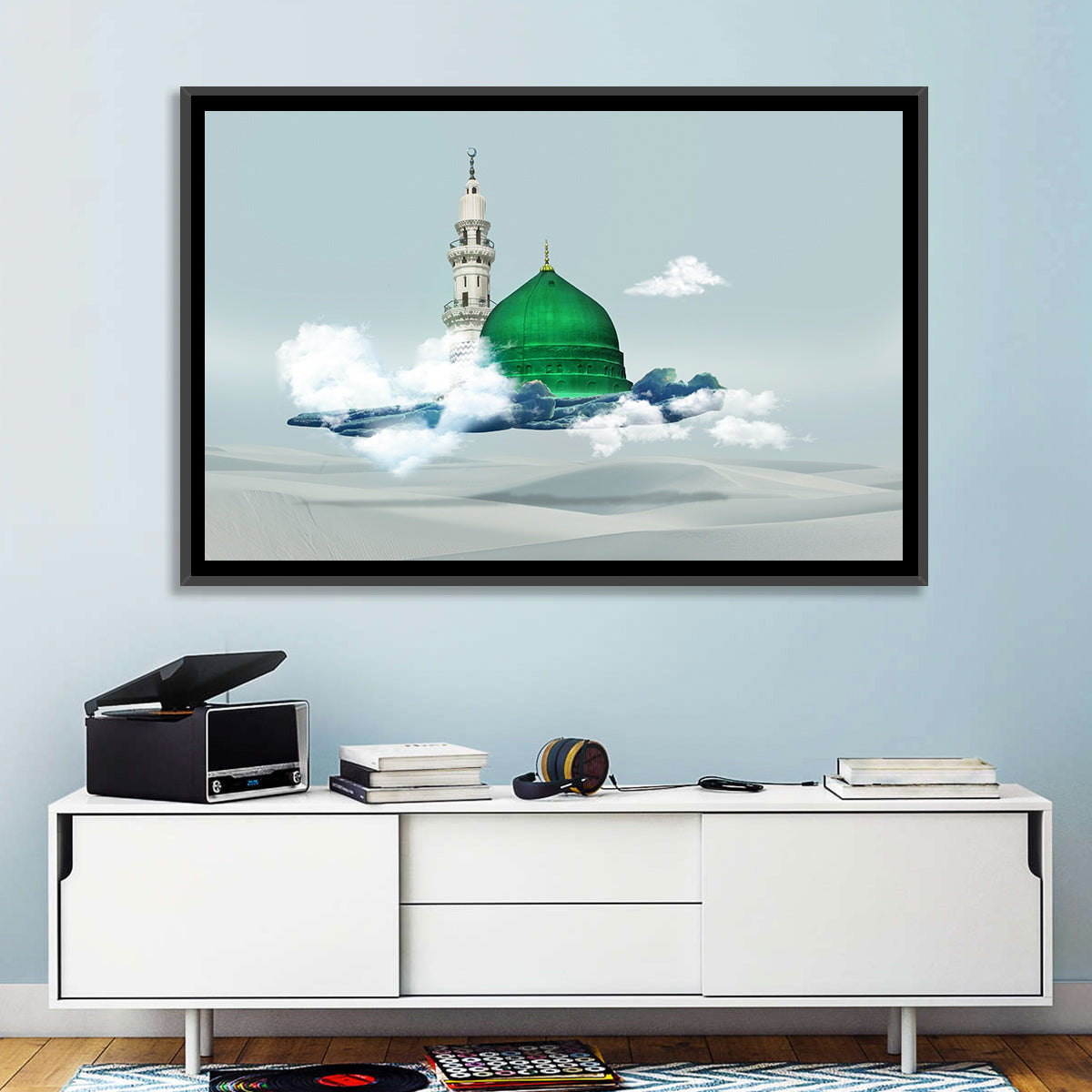 Green Dome of Al-masjid An-nabawi Wall Art in a room, landscape