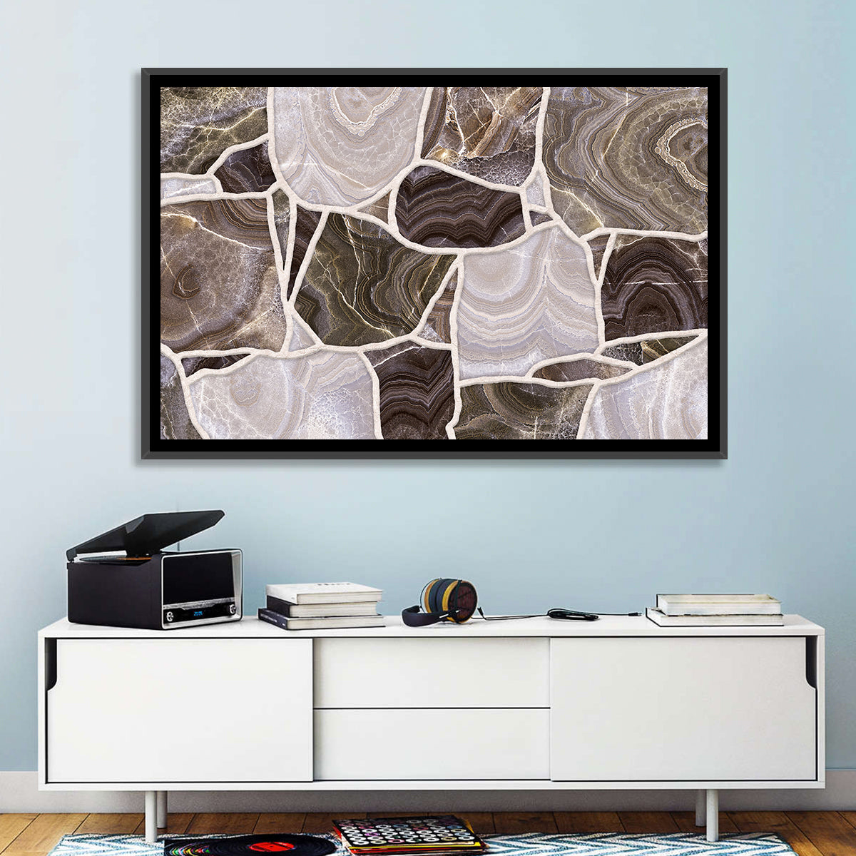 Banded Stone Mosaic Wall Art in a room, landscape
