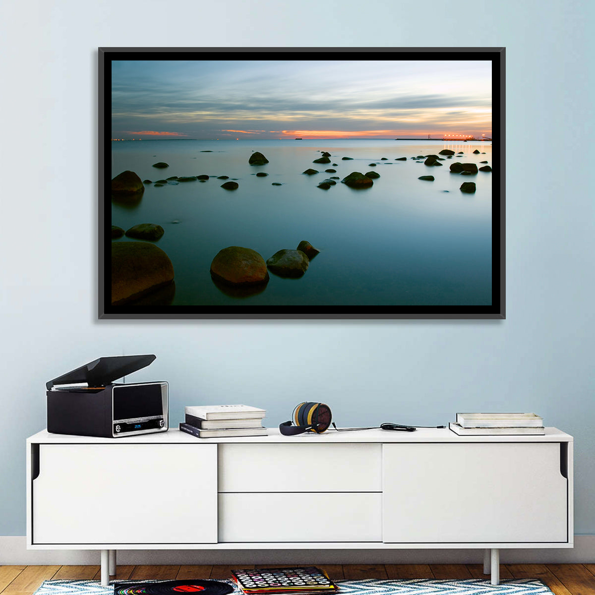 Baltic Sea at Twilight Wall Art in a room, landscape