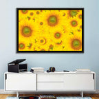 Sunflower Field Close-up in Yellow Wall Art