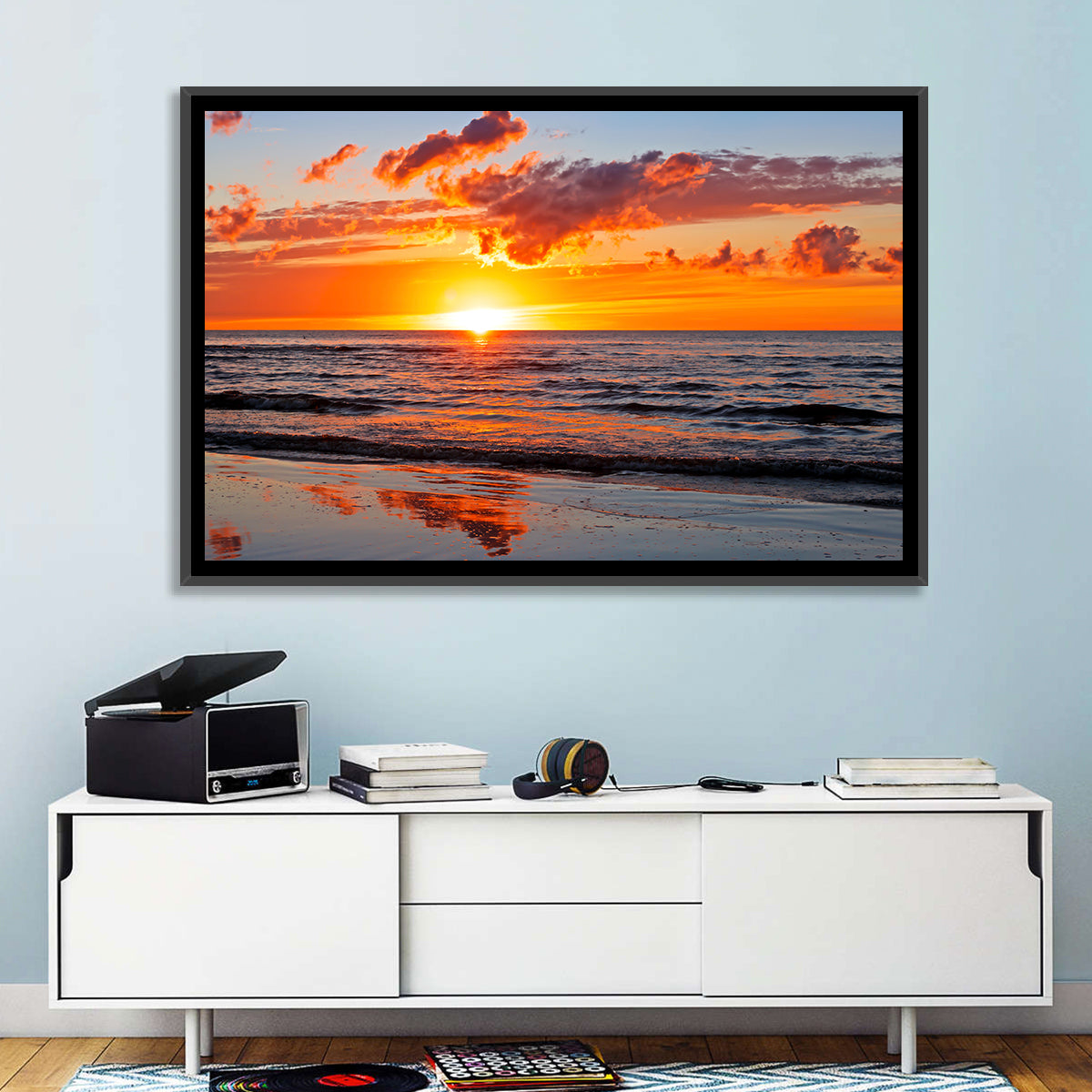 Sunset Over the Baltic Wall Art in a room, landscape