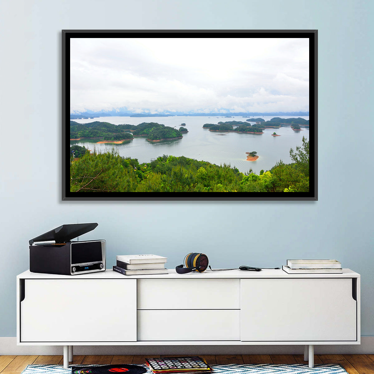 Qiandao Lake Islands View Wall Art in a room, landscape