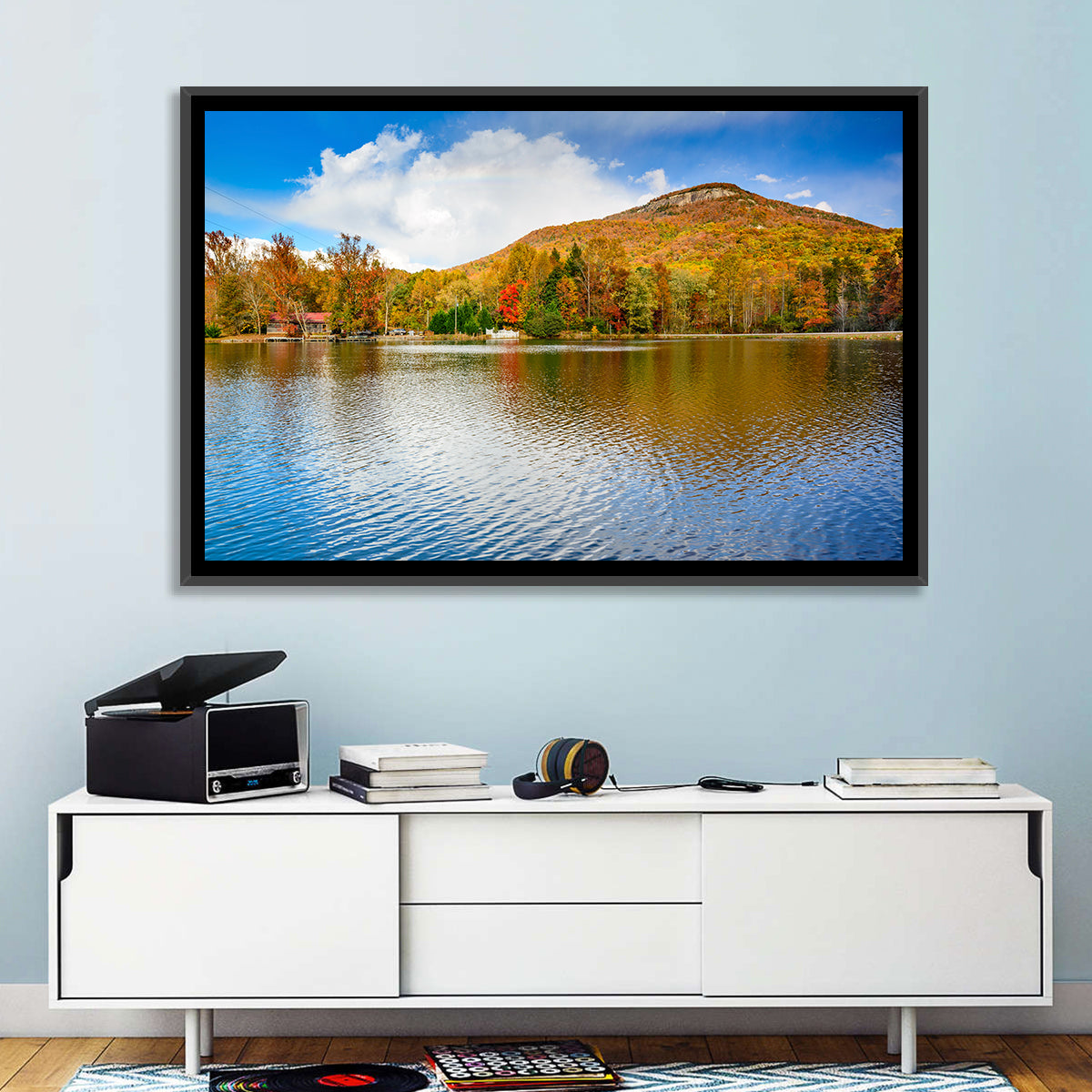 Yonah Mountain Lake View Wall Art in a room, landscape