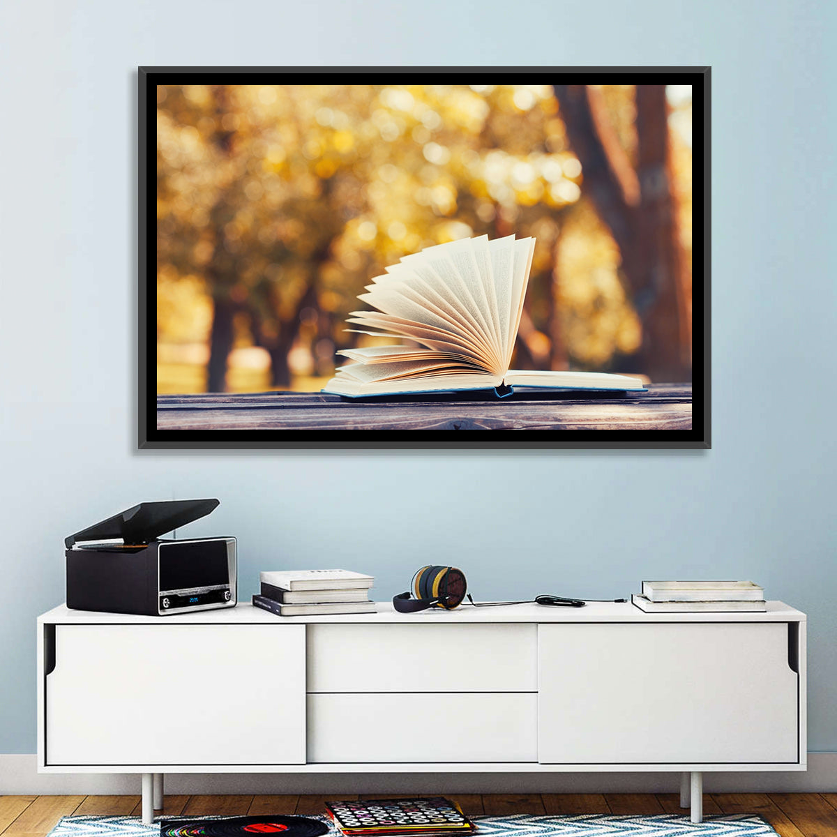 Open Book in Golden Autumn Light Wall Art