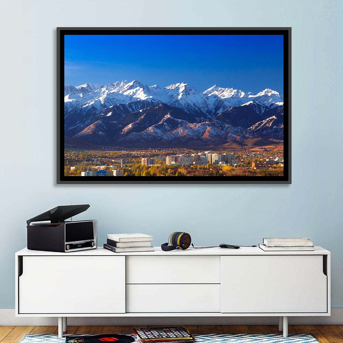 Almaty Snow-capped Trans-ili Alatau Wall Art in a room, landscape