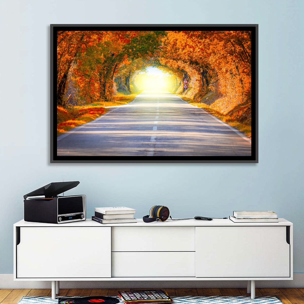 Golden Autumn Tree Tunnel Wall Art
