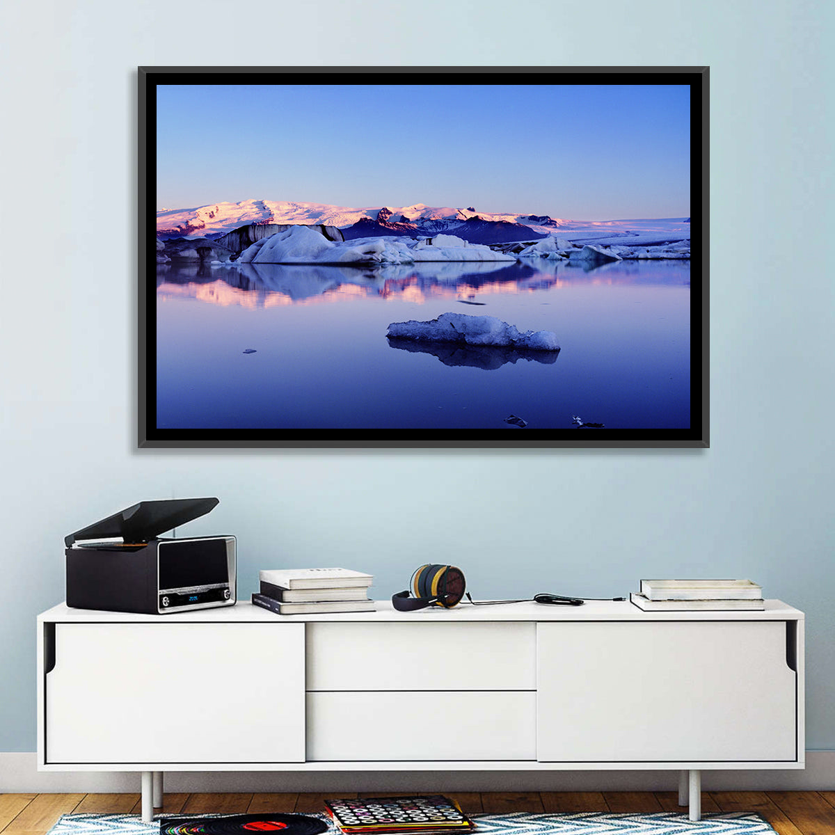 Jokulsarlon Glacier Lagoon Wall Art in a room, landscape