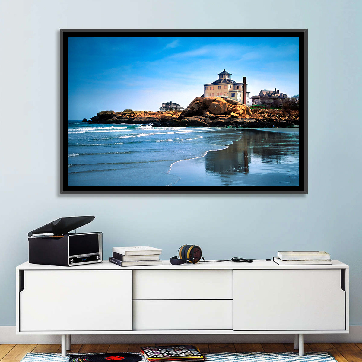 Cape Ann Beach Wall Art in a room, landscape