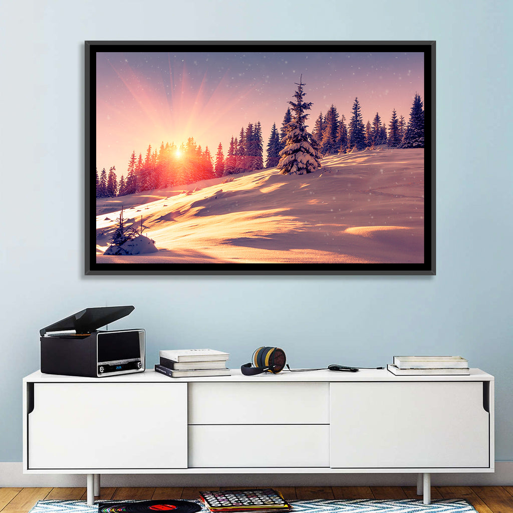 Winter Mountains Sunrise Wall Art