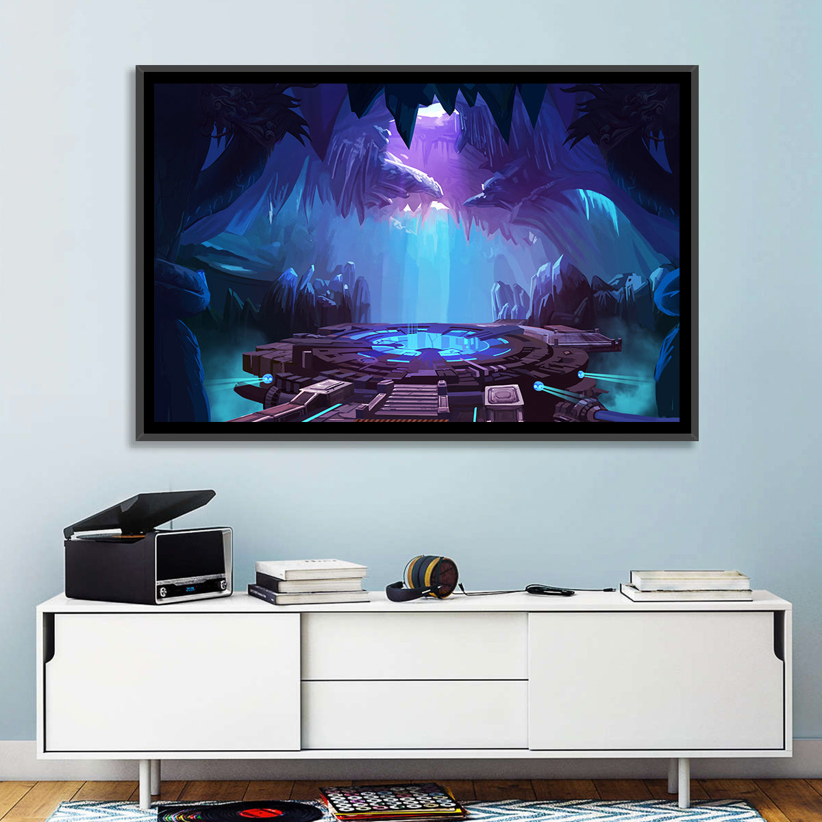 Alien Cave with Glowing Portal Wall Art in a room, landscape