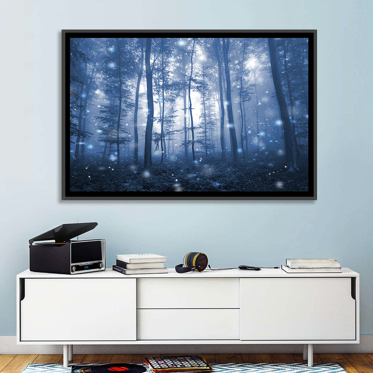 Blue Mist Forest at Twilight Wall Art