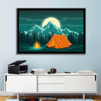 Moonlit Campfire Landscape Wall Art