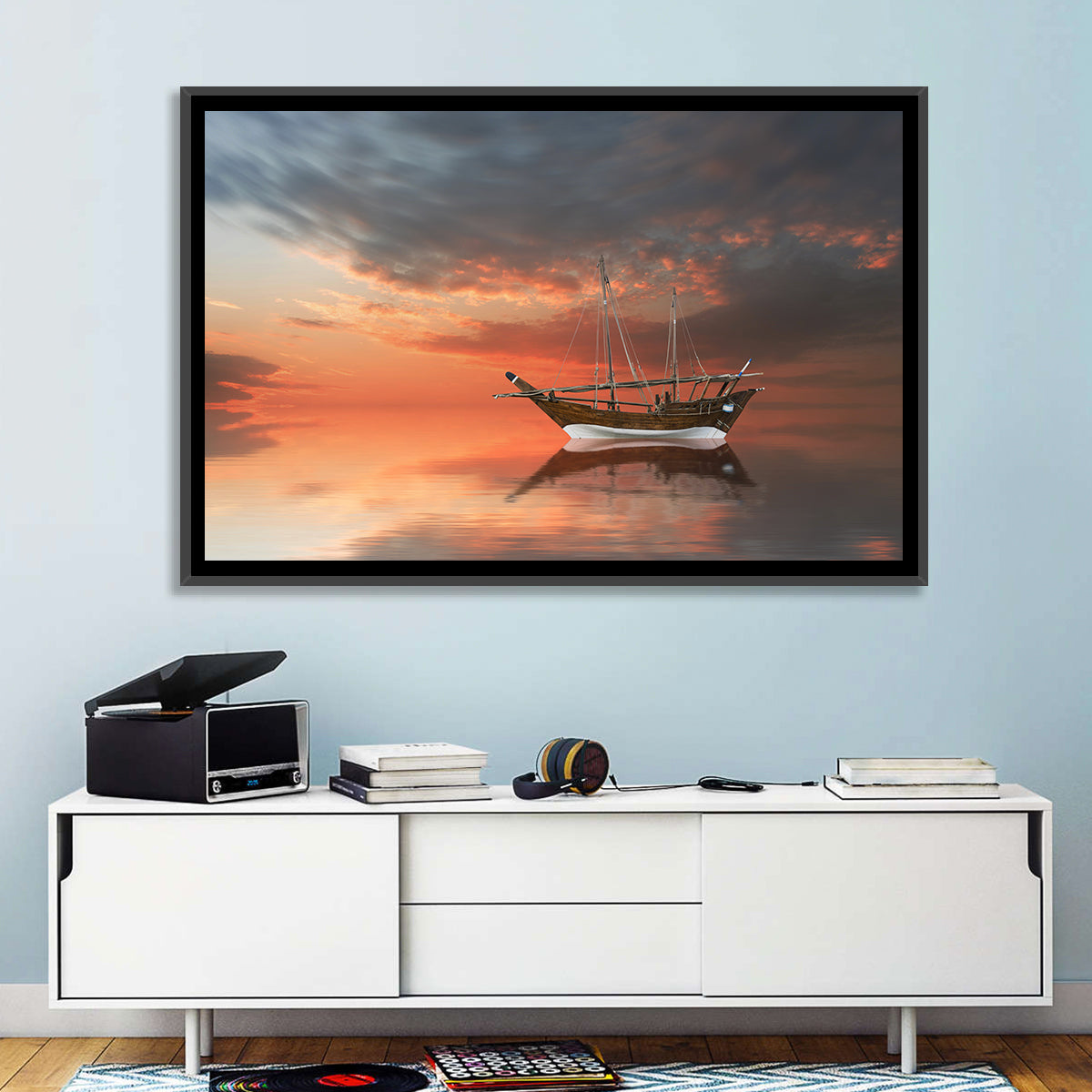 Dhow at Sunset Wall Art