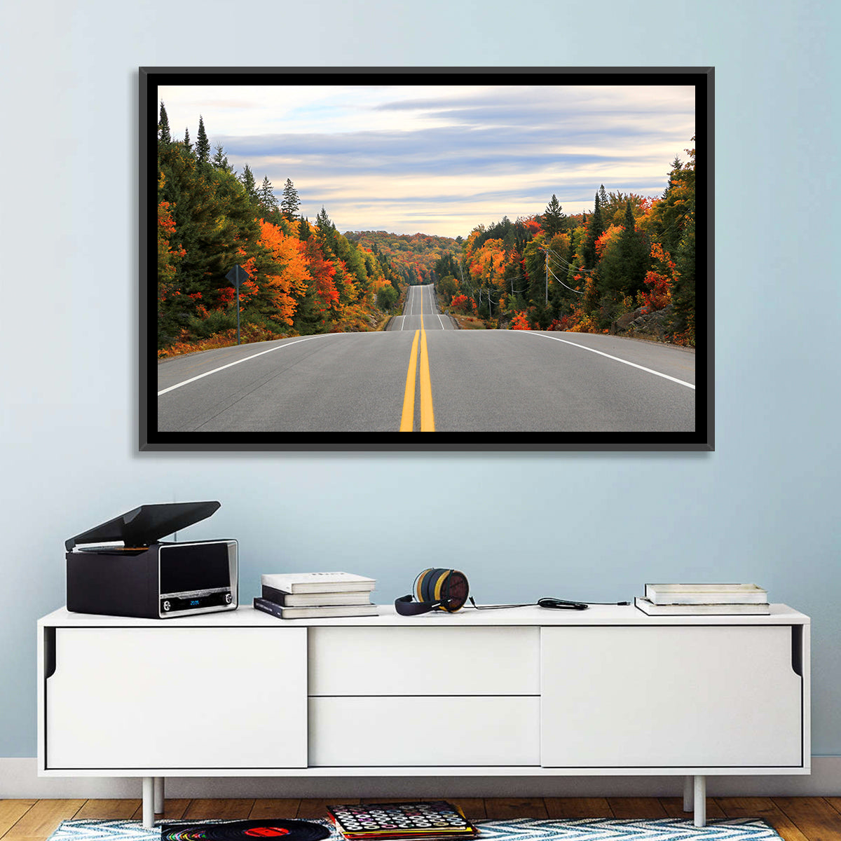 Algonquin Park Road Wall Art in a room, landscape