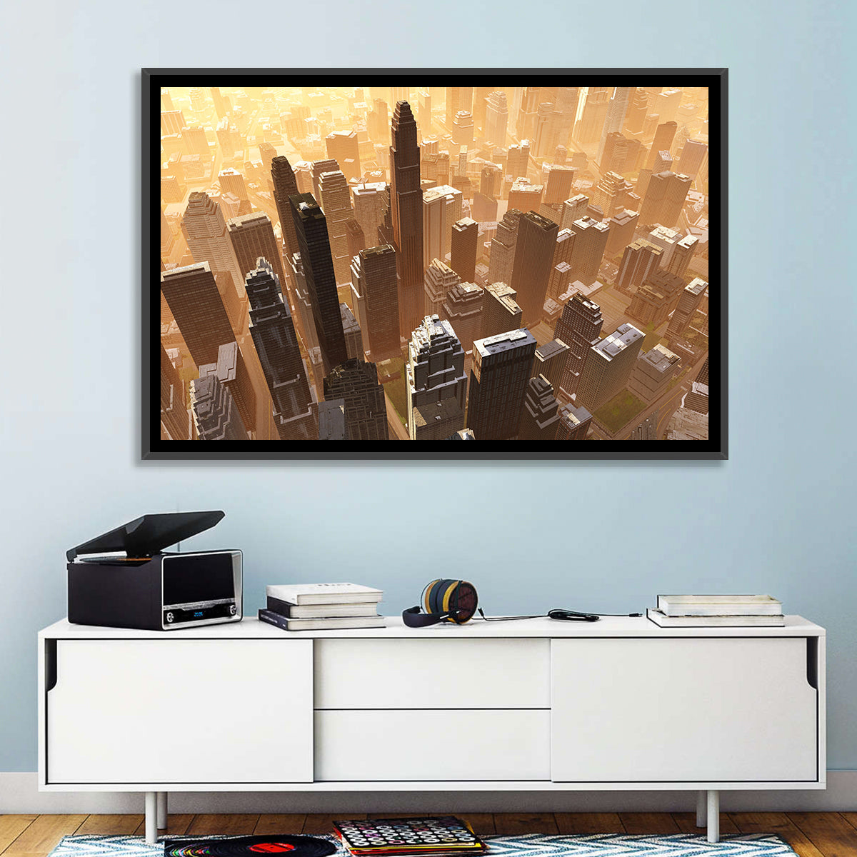 Arizona Skyscrapers at Golden Hour Wall Art in a room, landscape