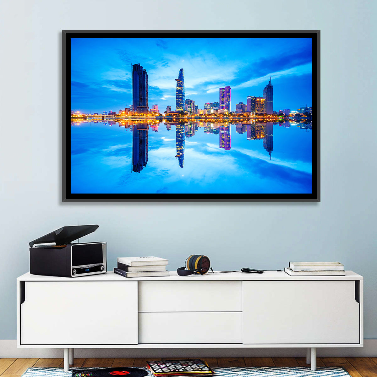 Ho Chi Minh City Skyline at Twilight Wall Art in a room, landscape