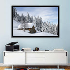 Snow Covered Alpine Cabin Wall Art