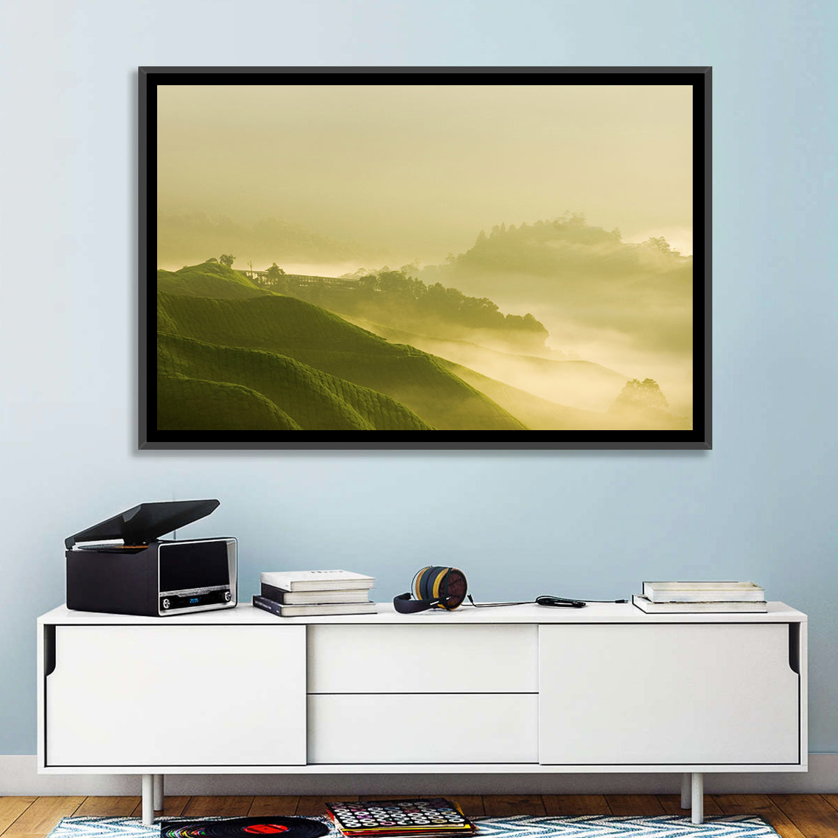 Tea Plantation Morning Mist Wall Art