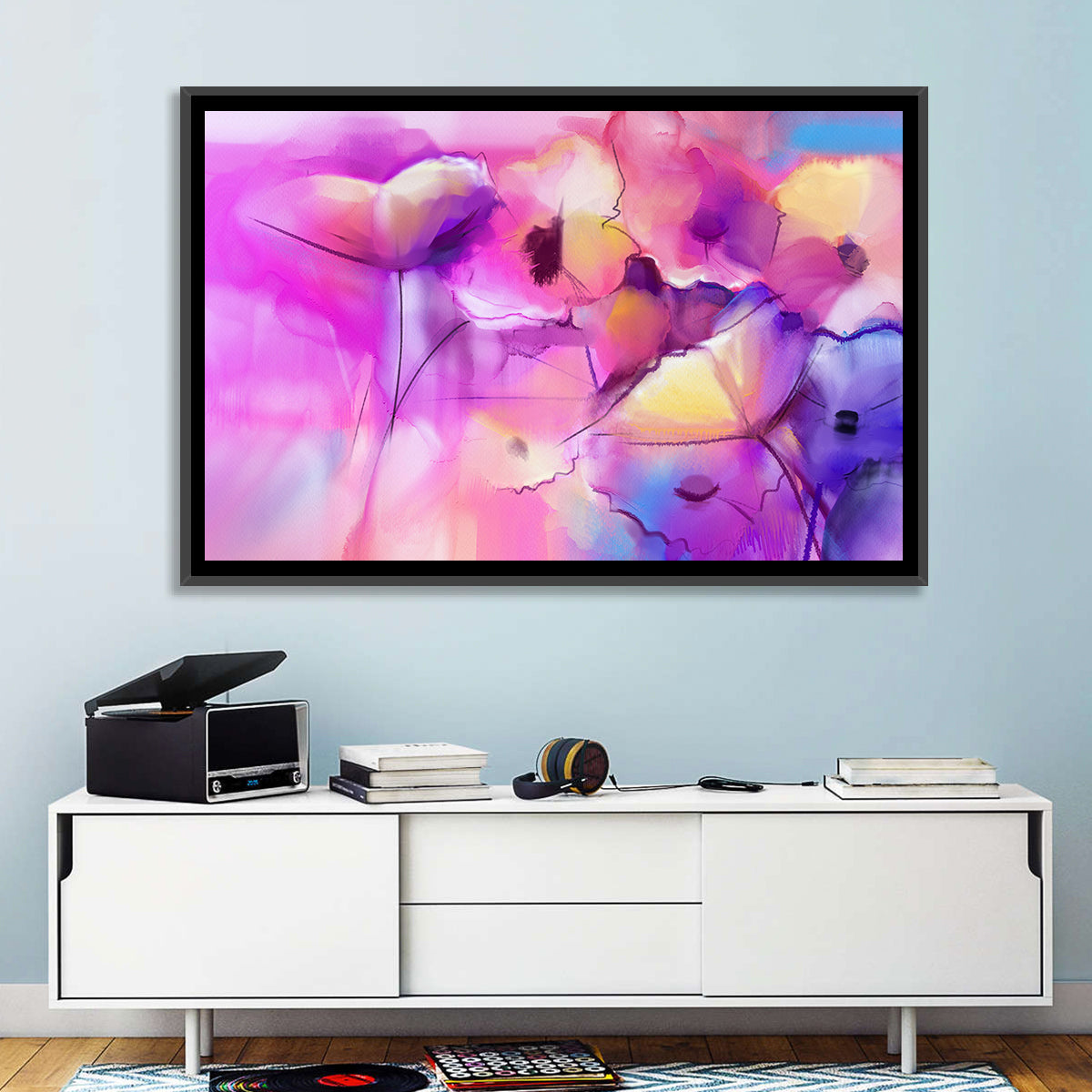 Abstract Tulip Garden Wall Art in a room, landscape
